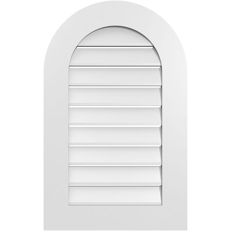 Ekena Millwork Round Top Surface Mount PVC Gable Vent: Functional, w/ 3-1/2"W x 1"P Standard Frame, 20"W x 32"H GVPRT20X3201SF